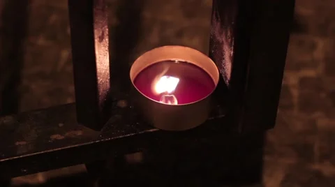 Candle on the fence Stock Footage 41152382