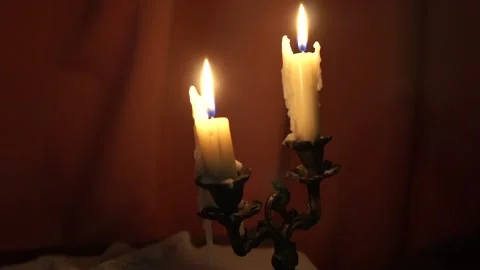 Candle fire in the dark Stock Footage 90197336