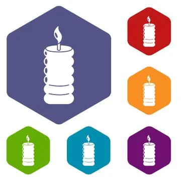 Candle fire icon, simple black style Stock Illustration