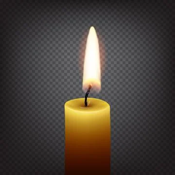 Candle with fire isolated on transparent background. Vector realistic Stock Illustration