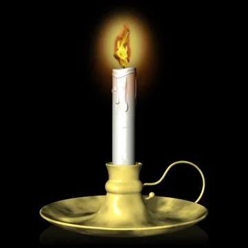 Candle flame black background - 3D illustration Stock-Illustration
