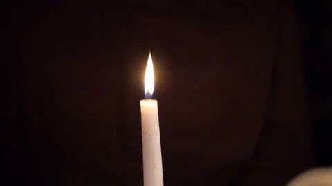 Candle &amp; Flame Blown Out - Bees Wax Candle Close-Up with a historical background Stock Footage 203012651