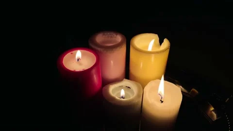 Candle Flame Burning Candle Candlelight. Close-up Stock Footage 228686602