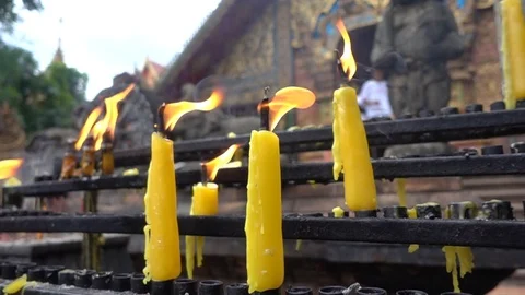 Candle flame burning, Slow motion Stock Footage