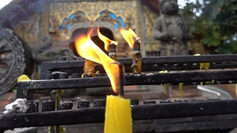 Candle flame burning, Slow motion Stock Footage 96013833