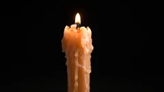 Close-up of burning candle with melting wax png download - 1464