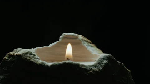 Candle flame closeup isolated on black background. Media. Candle burning and Stock-Footage 226345405