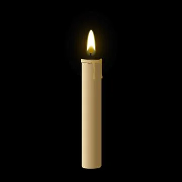 Candle flame fire light. Realistic paraffin candle. Stock vector illustration. Stock Illustration