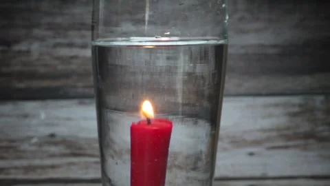 Candle flame flickers in the wind under water Stock Footage 345262689
