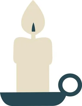 Candle with flame in holder icon Stock Illustration