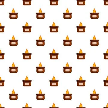 Candle flame in a holder seamless pattern Stock Illustration