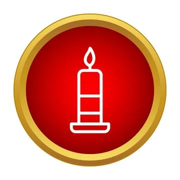 Candle flame icon on red button design 스톡 일러스트