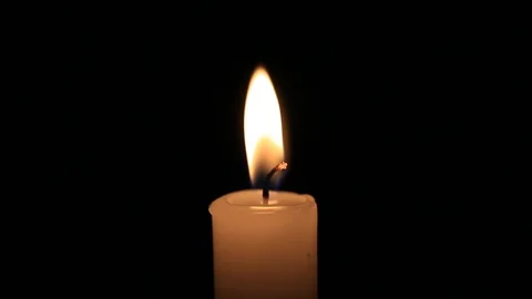 Candle flame macro close up on black background (Blow out and light) HD Stock Footage 88551019