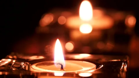 Candle flame with reflection Stock Footage 35489094