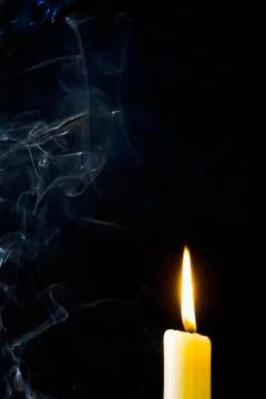 Candle, flame, smoke. Foto stock