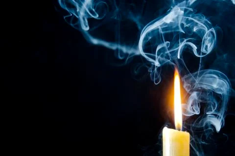 Candle, flame, smoke. Foto stock