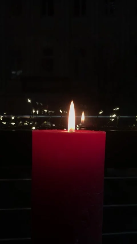 Candle Flames Flickering in Dim Light Stock Footage 335162257