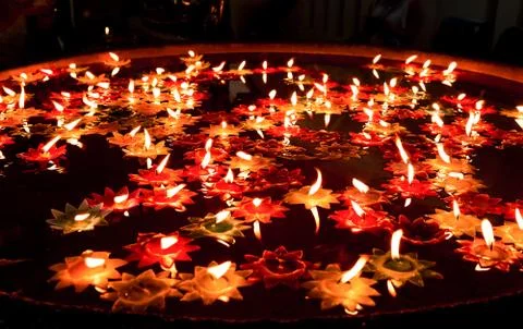 Candle float in the pool Stock Photos