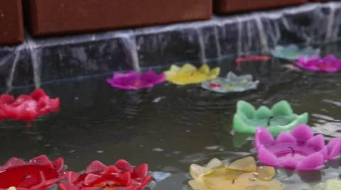 Candle float on water Krathong,HD video Stock Footage 53852031