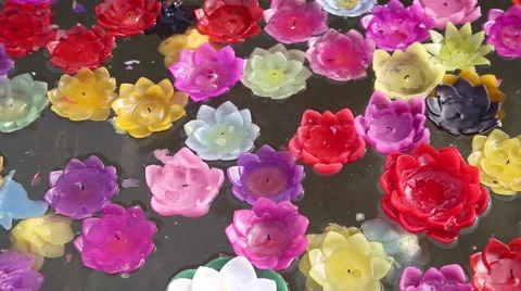 Candle float on water (Krathong),HD video Stock Footage 53852836