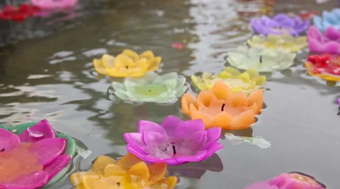 Candle float on water (Krathong),HD video 스톡 동영상 53949593