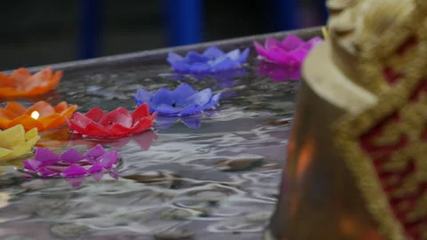 Candle flower floating in water Vídeos de archivo 247221860