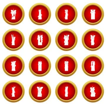 Candle forms icon red circle set Illustrazione stock
