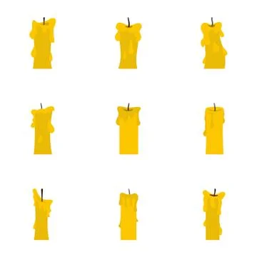 Candle forms icon set, flat style イラスト素材