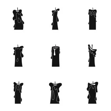 Candle forms icon set, simple style 스톡 일러스트