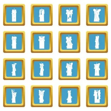 Candle forms icons azure Stock Illustration
