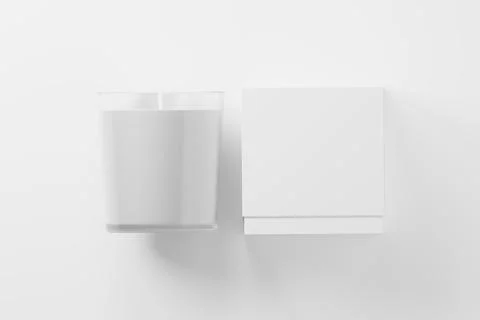 Candle Glass With Box Packaging 3D Rendering White Blank Mockup Stock Illustration