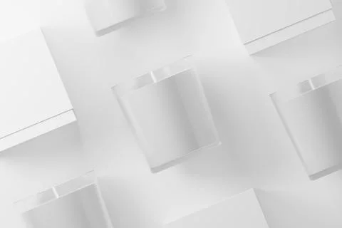 Candle Glass With Box Packaging 3D Rendering White Blank Mockup Stock Illustration
