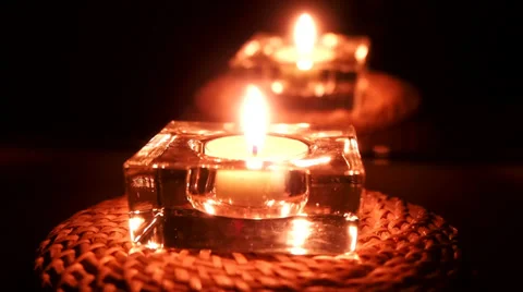 Candle in glass container Video stock 35485559