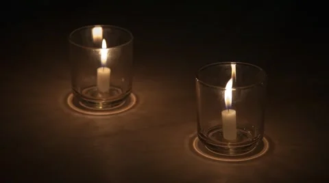 Candle in a Glass Stock Footage 42136683