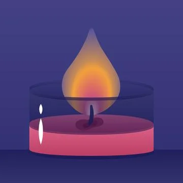Candle with gradient glowing flame in glass jar. Cozy aromatherapy wax isolate Stock Illustration