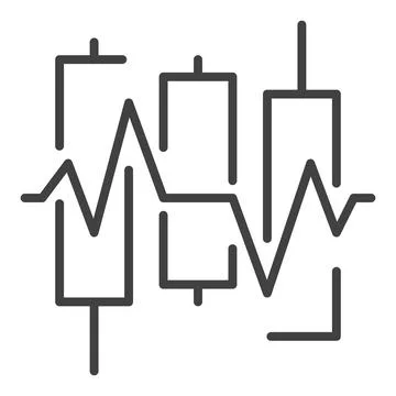 Candle Graph Heartbeat vector Candlestick Chart thin line icon or design el.. 스톡 일러스트