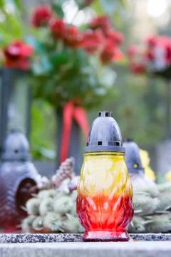 Candle the a grave Stock Photos