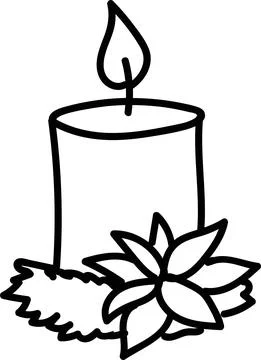 Candle hand drawn doodle. Vector Christmas illustration Stock Illustration