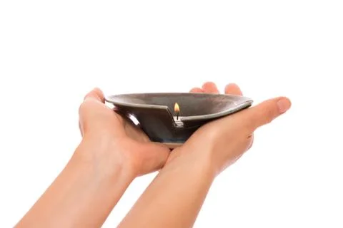 Candle in the hands Foto stock