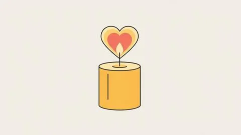 Candle with heart flame Stock Illustration