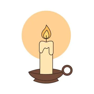 Candle in a holder with soft glow Illustrazione stock
