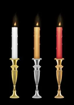 Candle holders with burning candle Stock Illustration