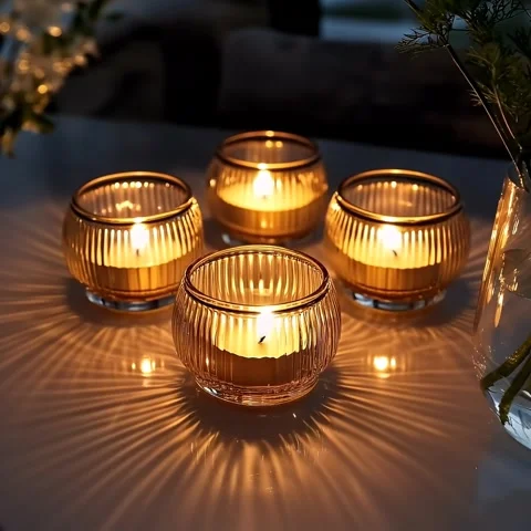 Candle Holders with Lit Candles Stock Footage 307180824