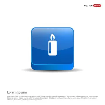 Candle Icon - 3d Blue Button Stock Illustration