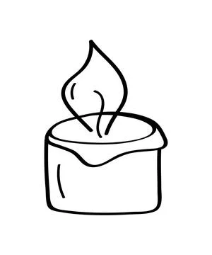 Candle icon doodle style Vector illustration sketch of a burning wax candle.  Illustration