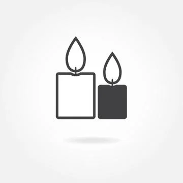 Candle icon with flame. Vector illustration of two burning candles. Stock Illustration