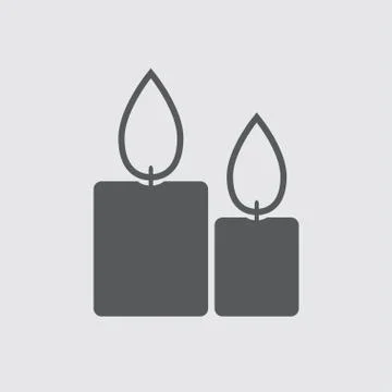 Candle icon with flame. Vector Illustration of two burning candles.  Stock Illustration