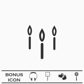 Candle icon flat Stock Illustration