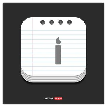 Candle Icon Gray icon on Notepad Style template Vector EPS 10 Free Icon 스톡 일러스트