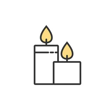 Candle icon outline style vector isolated on white background Stock Illustration